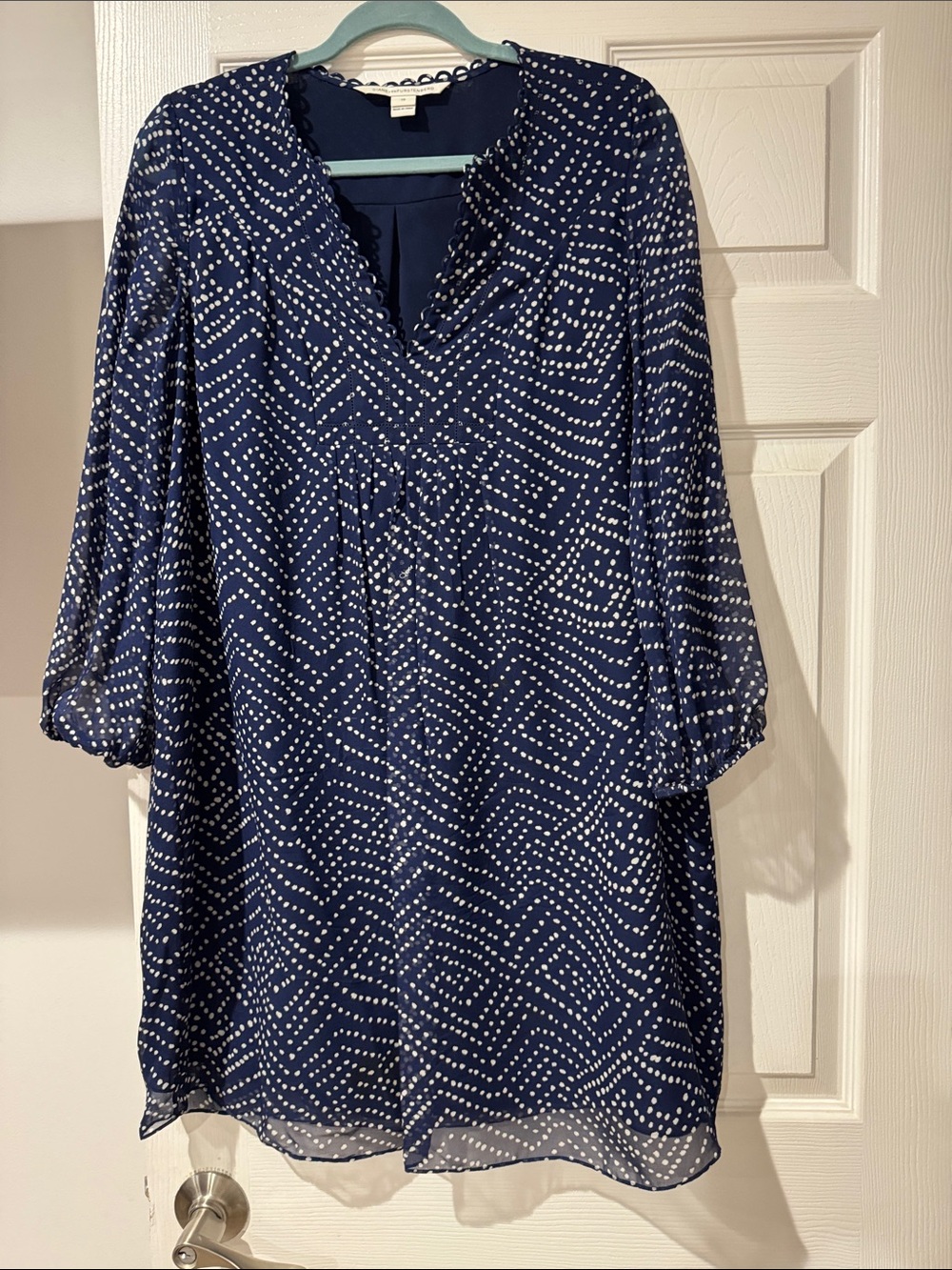 Diane Von furstenberg Navy Dot Print V-Neck Women's Dress size 10